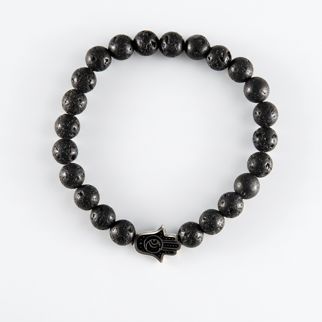 Lava Stone Hamsa Bracelet