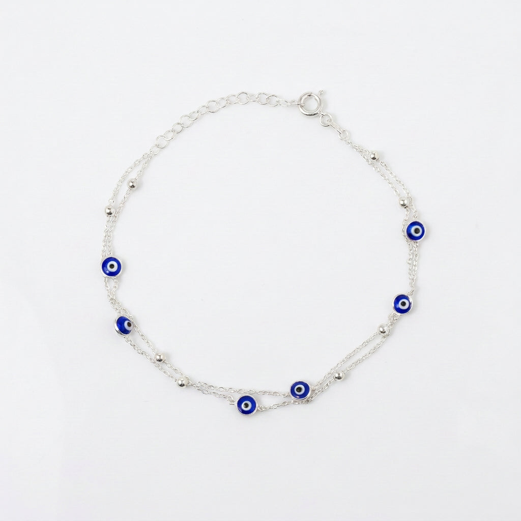 Double Chain Blue Eye Bracelet