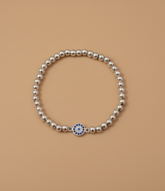 Crystal Silver Beaded Bracelet