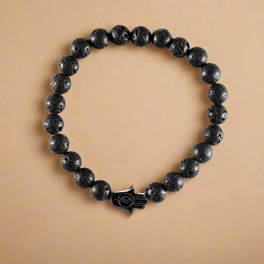 Lava Stone Hamsa Bracelet
