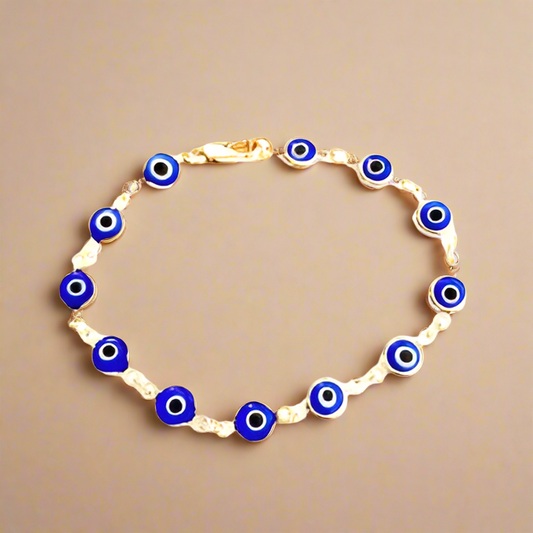 Gold Blue  Lucky Eye Bracelet