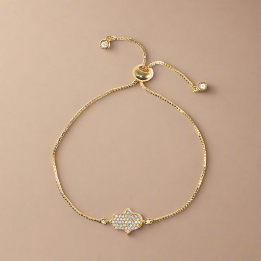 Crystal Hamsa Pull Bracelet