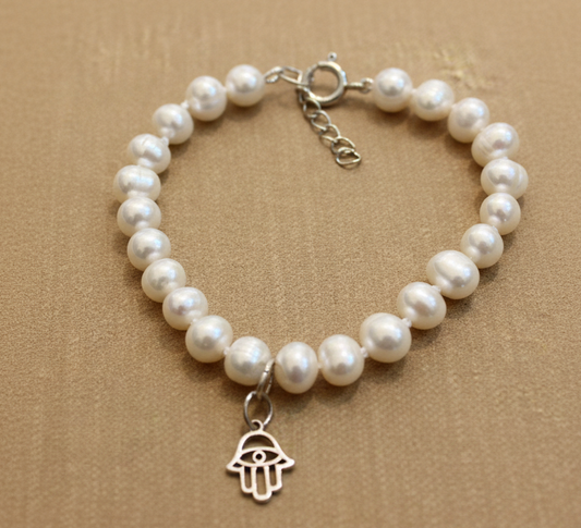 Pearl Hamsa Bracelet