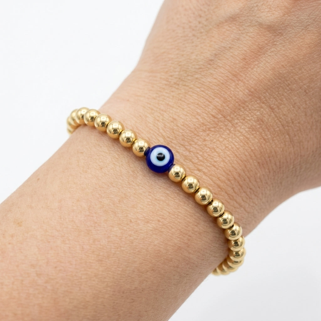 Beaded stretch bracelet — Wrist Detail Shot | Generated by Modelize