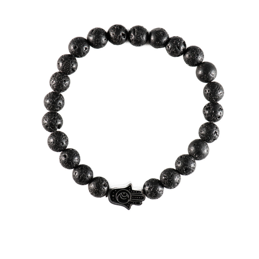 Lava Stone Hamsa Bracelet