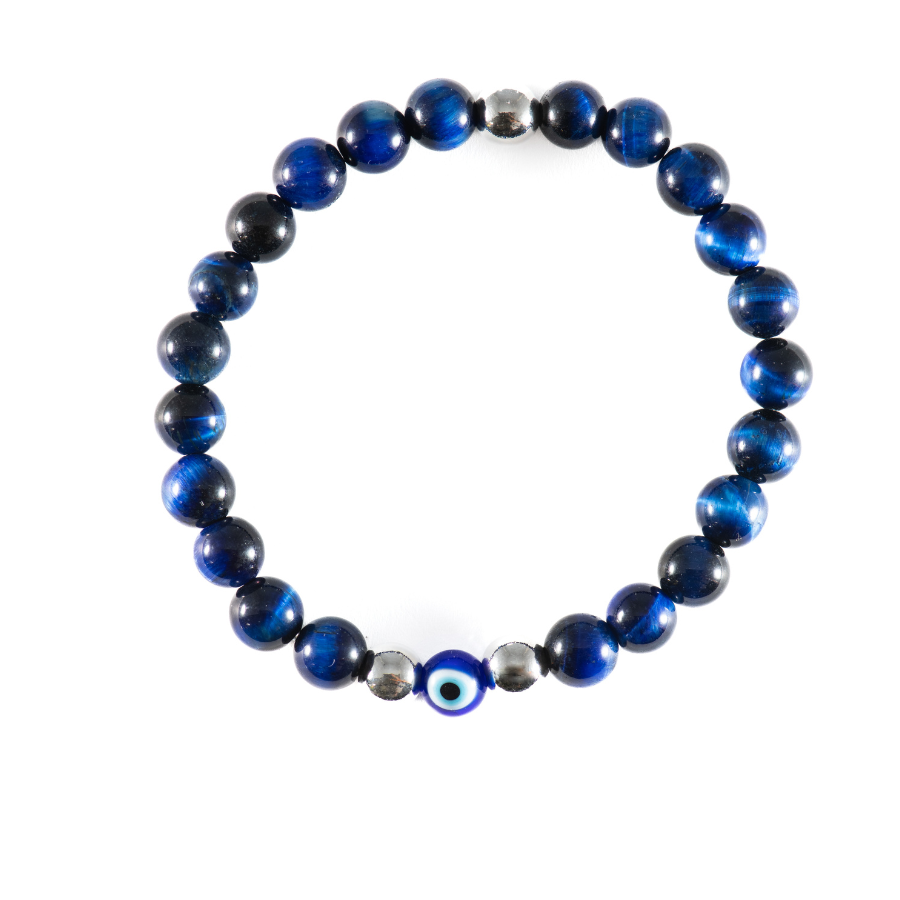 Blue Beaded Mens Lucky Eye Bracelet