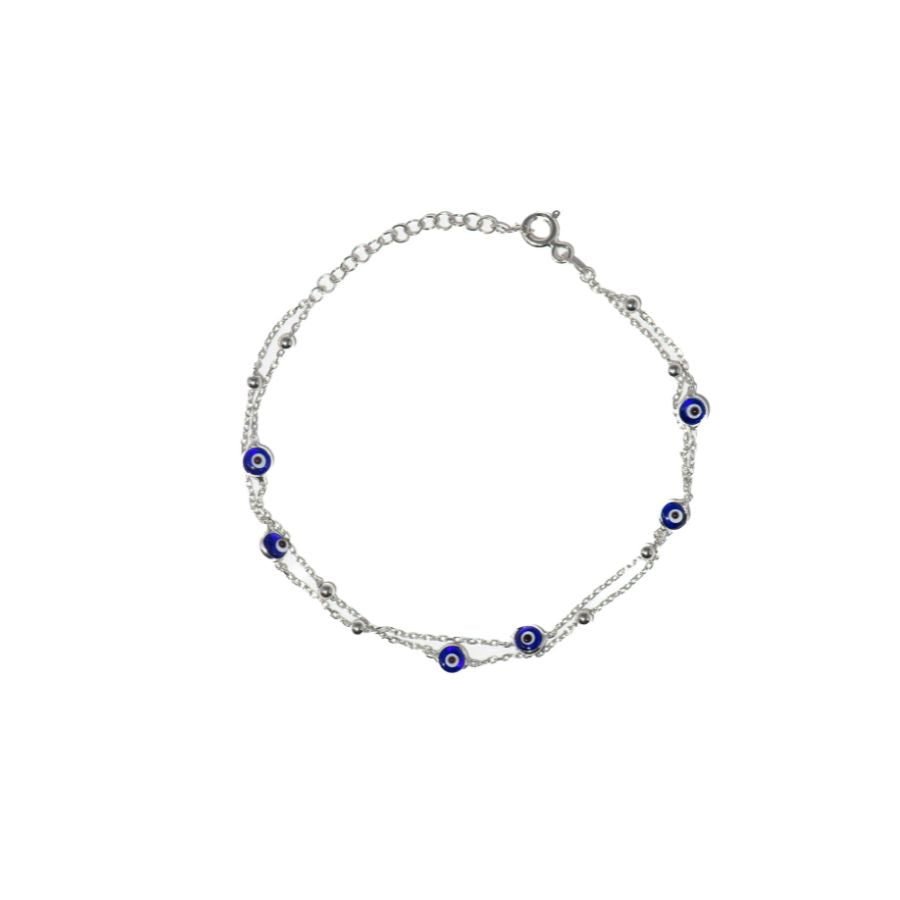 Double Chain Blue Eye Bracelet