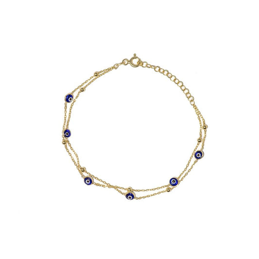 Double Chain Blue Eye Bracelet